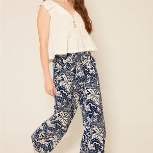 Patrons of Peace Angelo Wide Leg Floral Pant Women’s XS GX Daphne Blue/Cream